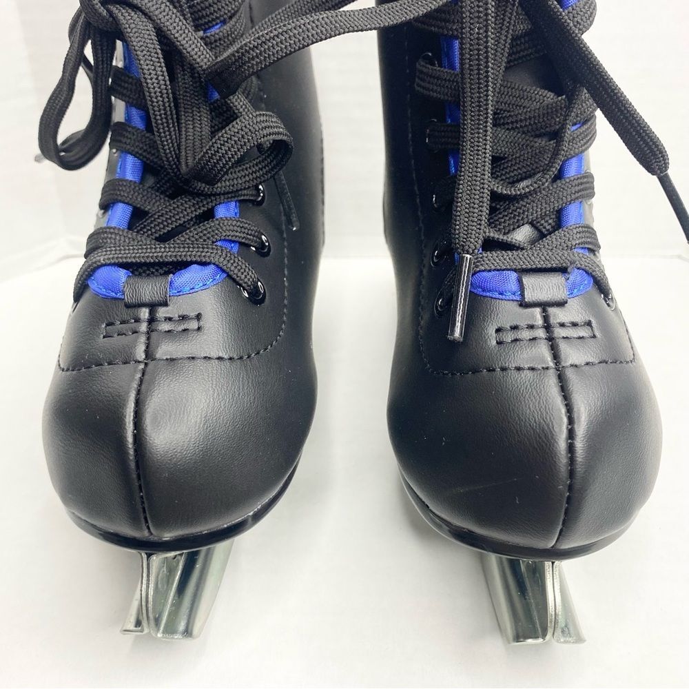 American Athletic Youth Boys Size 8 Chillin Double Runner Ice Skates Black Blue - Picture 7 of 13